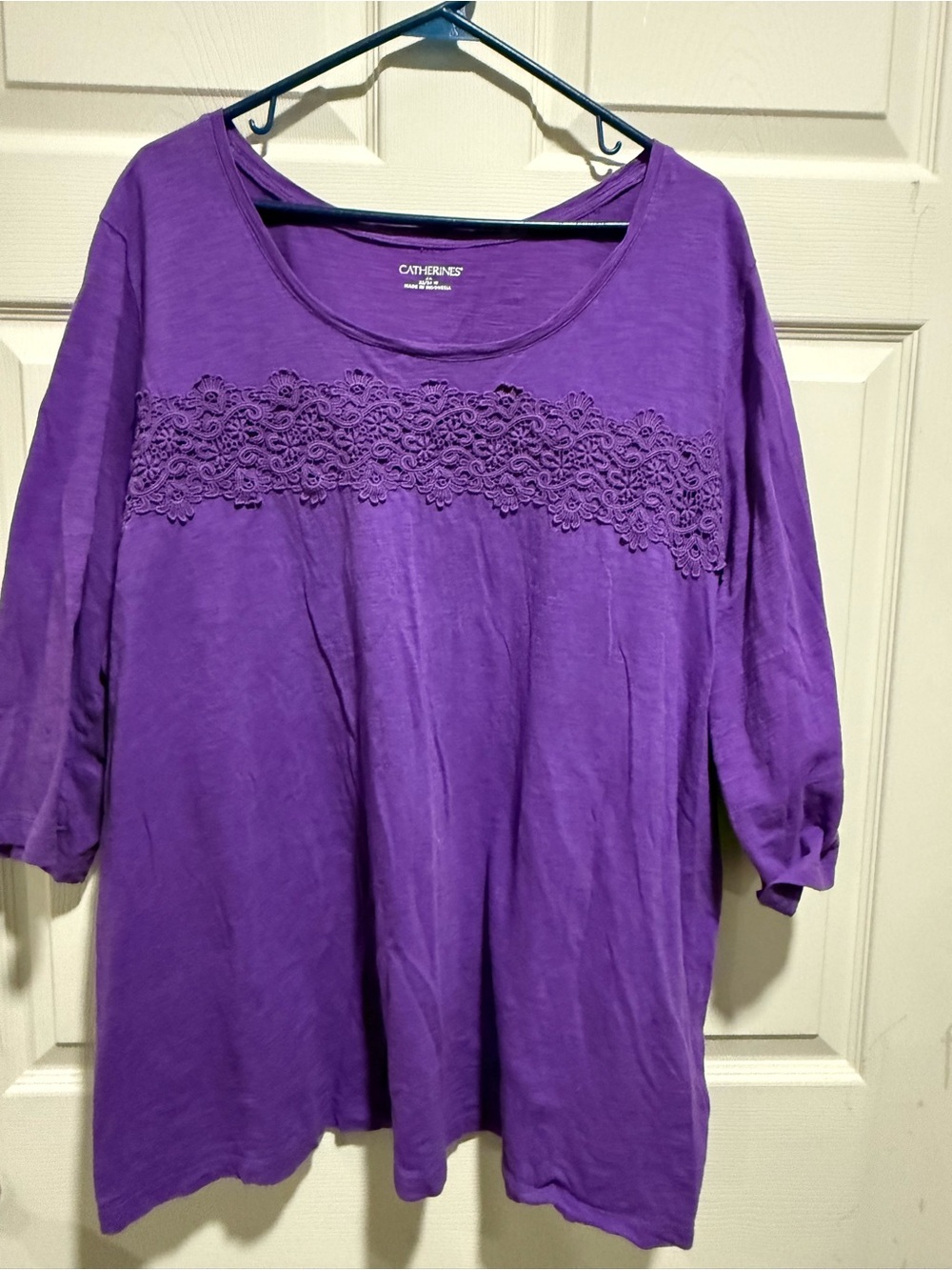 Catherines Purple Lace Yoke Tunic Size 2X Like New